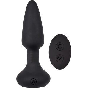  Черная анальная вибропробка Smooth Anal Dilator с пультом ДУ 14,5 см 