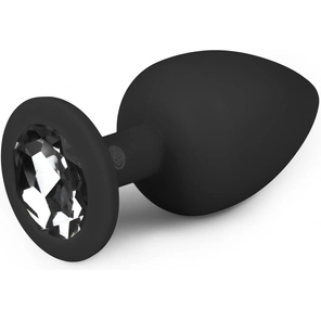  Черная анальная пробка с кристаллом Diamond Plug Large 10 см 