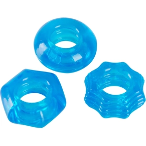  Набор из 3 голубых эрекционных колец Stretchy Cock Ring 