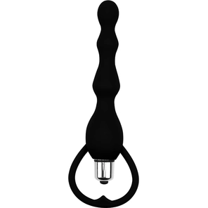  Черная анальная втулка с вибрацией Tail Power Beads 18 см 