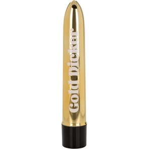  Золотистый классический вибратор Naughty Bits Gold Dicker Personal Vibrator 19 см 
