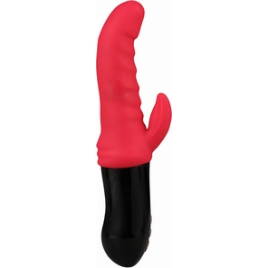  Красный вибростимулятор-кролик Ribbed Punch 23,7 см 