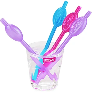  Набор разноцветных трубочек для напитков в виде вагины Pussy Straws 9 шт 