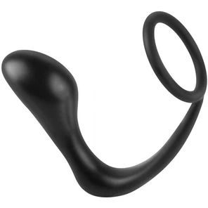  Черное эрекционное кольцо с анальным стимулятором Anal Plug Ring 