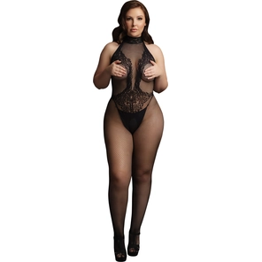  Кэтсьюит с доступом High Neck Fishnet And Lace Bodystocking 