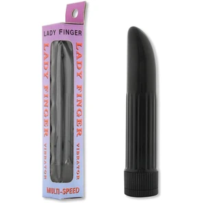  Миниатюрный вибратор Ladyfinger чёрного цвета 13 см 