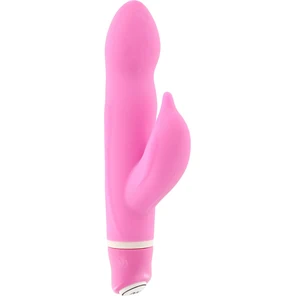  Вибратор розового цвета VIBE THERAPY FLIPPA со стимулятором клитора 14 см 