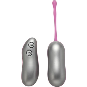  Серебристое виброяйцо с розовым хвостиком VIBE THERAPY REIGN 