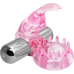  Розовое эрекционное виброкольцо с клиторальным зайчиком Love Rabbit Ring 