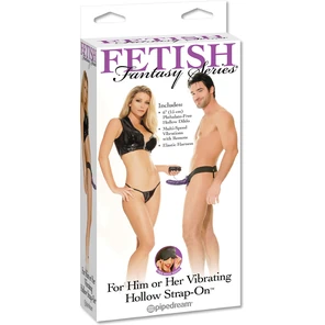  Полый фиолетовый универсальный страпон с вибрацией For Him or Her Vibrating Hollow Strap-On 15 см 