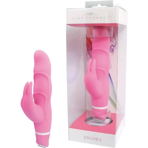  Розовый вибромассажёр с клиторальной стимуляцией VIBE THERAPY ANGORA 15 см 