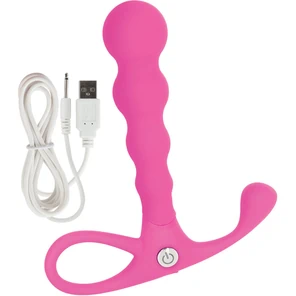  Розовый анальный вибромассажер Embrace Beaded Probes 9,5 см 