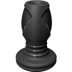 Чёрная анальная пробка с отверстием The Stretch Medium 10,7 см 