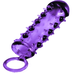  Закрытая фиолетовая насадка с пупырышками SAMURAI PENIS SLEEVE PURPLE 14,5 см 