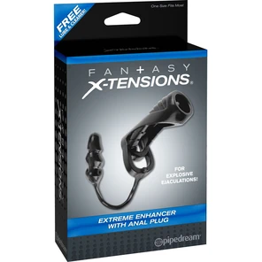  Чёрная насадка с анальной втулкой Extreme Enhancer with Anal Plug 9,6 см 