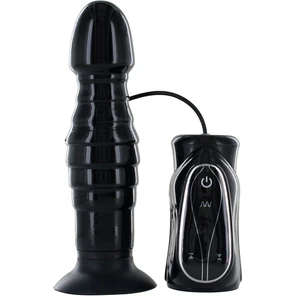  Чёрный анальный стимулятор с вибрацией THRUSTING BLACK 17,5 см 