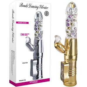  Золотистый вибратор Beads Dancing Gold 27,5 см 