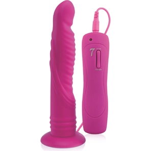  Розовый вибратор на присоске 7 Mode Ripple Dildo 13 см 