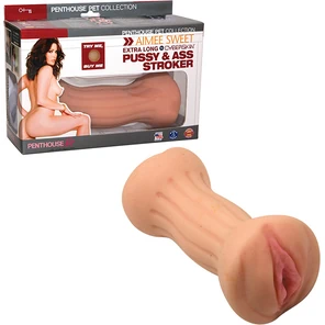  Двусторонний мастурбатор Aimee Sweet Extra Long CyberSkin Pussy Ass Stroker вагина и анус 
