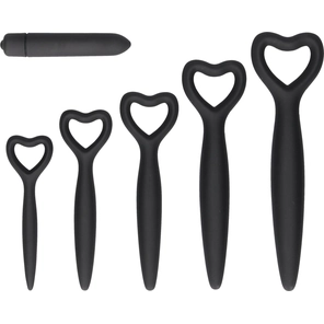  Набор черных вагинальных расширителей с вибропулей Silicone Vaginal Dilator Set 
