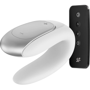  Белый вибромассажёр для пар Satisfyer Double Fun 