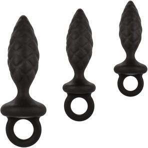  Набор из 3 черных анальных пробок Silicone Anal Probe Kit 