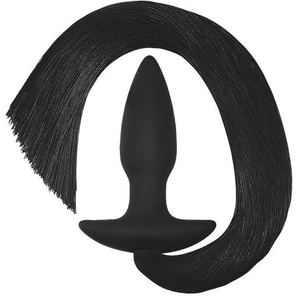  Черная анальная пробка с хвостом Silicone Anal Plug with Pony Tail 