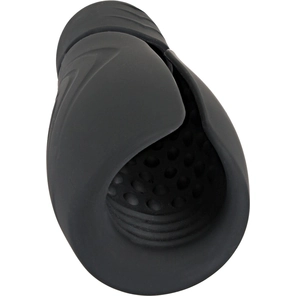  Черный силиконовый вибромастурбатор с нагревом Masturbator with 2 Functions 