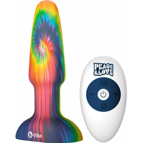  Разноцветная анальная пробка с эффектом римминга Peace Love Tie-Dye 15,2 см 