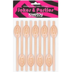  Телесные трубочки для напитков в виде вагины Pussy Straws 9 шт 