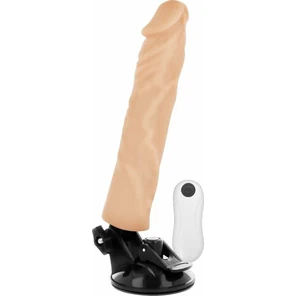  Телесный вибратор на мощной присоске Basecock Realistic Vibrator Remote Control 21 см 