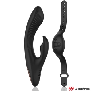 Черный вибратор-кролик с пультом-часами Anne s Desire Rabbit Vibe Wireless Watchme 20,5 см 