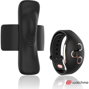  Черно-золотая вибровкладка в трусики с пультом-часами Anne s Desire Vibro Panty Wireless Watchme 