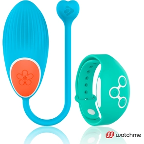  Голубое виброяйцо с зеленым пультом-часами Wearwatch Egg Wireless Watchme 