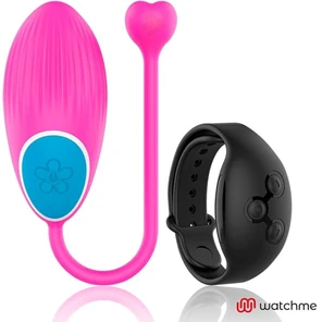  Розовое виброяйцо с черным пультом-часами Wearwatch Egg Wireless Watchme 