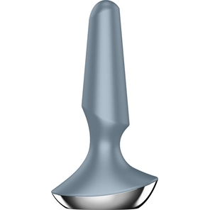  Серая анальная пробка с вибрацией Satisfyer Plug-ilicious 2 14 см 