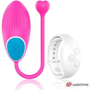  Розовое виброяйцо с белым пультом-часами Wearwatch Egg Wireless Watchme 