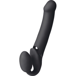  Черный безремневой вибрострапон Vibrating Bendable Strap-On size L 