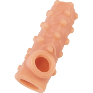  Телесная насадка с бугорками и открытой головкой Nude Sleeve S 10 см 