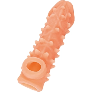  Телесная закрытая насадка с пупырышками Cock Sleeve 005 Size L 17,6 см 