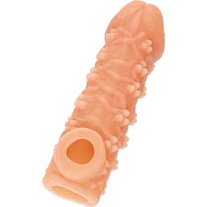  Телесная закрытая насадка с пучками шишечек Cock Sleeve 009 Size M 15,6 см 