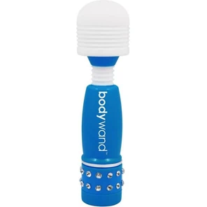  Голубо-белый жезловый мини-вибратор с кристаллами Mini Massager Neon Edition 