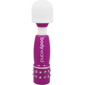  Фиолетово-белый жезловый мини-вибратор с кристаллами Mini Massager Neon Edition 