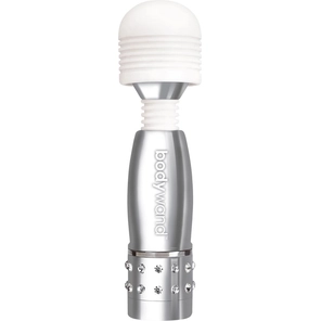  Серебристый жезловый мини-вибратор с кристаллами Mini Massager Silver Edition 