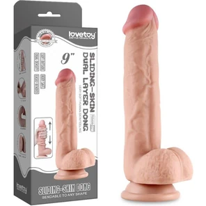  Телесный фаллоимитатор на присоске Sliding Skin Dual Layer Dong 24,5 см 