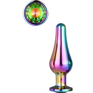  Радужная анальная пробка с кристаллом Coloured Pleasure Plug S 9 см 