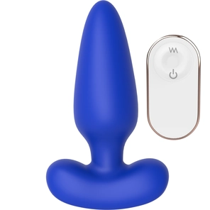  Синяя анальная пробка с пультом ДУ Remote Anal Plug 12 см 