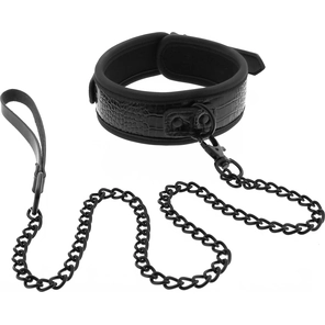  Черный ошейник с поводком Croco Collar and Leash 