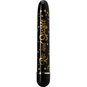  Черно-золотистый классический вибратор Rise and Sparkle 17,8 см 