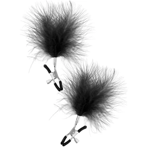  Зажимы на соски с черными пуховыми кисточками Sweet Caress Feather Nipple Clumps 